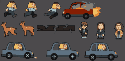 Collage de las animaciones de los personajes del juego